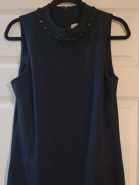 Michael Kors Black Sleeveless Jewel-Neck Sheath Dress Size M
